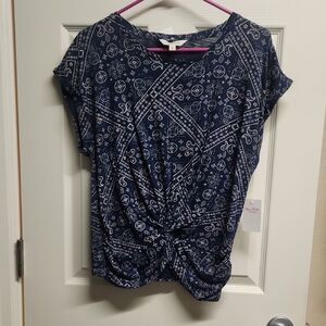 Lucky Brand Indigo Patterned Short Sleeve Tee